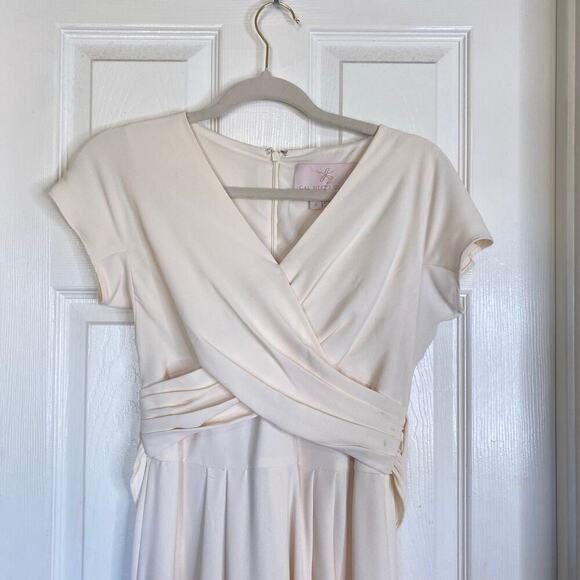 GAL MEETS GLAM Delaney Cream Crossover Wrap Bodice Jumpsuit Size 0 Bridal - Picture 4 of 11